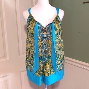 New York & Company Paisley Shell Tank Top Large